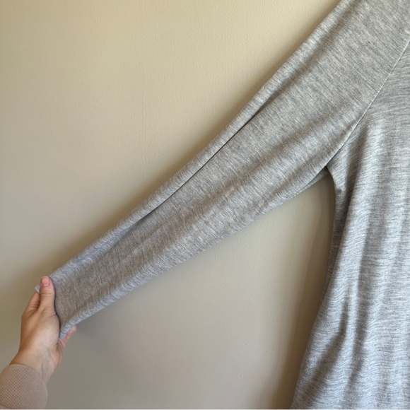 Loft Gray Mock Neck Long Sleeve Tie Front Top LP - Picture 3 of 9